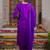 Purple embroidered liva kurta trouser dupatta set