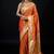 Mustard satin woven saree with blouse