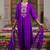 Purple embroidered liva kurta trouser dupatta set