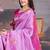 Pink woven design zari saree with blouse piece