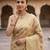 Beige katan silk woven saree with blouse