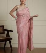 Pink embelished saree with blouse