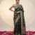 Bottle green katan silk woven saree with blouse