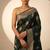 Bottle green katan silk woven saree with blouse