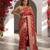 Red khadi woven saree with blouse
