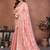 Peach woven design banarasi saree with unstitched blouse