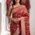 Red khadi woven saree with blouse