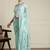 Blue floral embroidered beads and stones saree