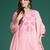 Pink embroidered pure cotton kurta trouser dupatta set