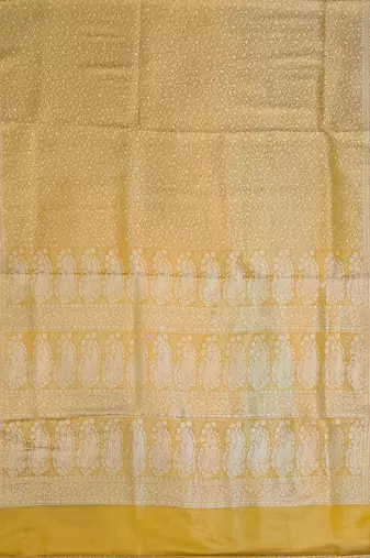 Yellow satin woven saree with blouse