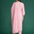 Pink embroidered pure cotton kurta trouser dupatta set