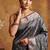 Grey katan silk woven saree with blouse