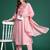 Pink embroidered pure cotton kurta trouser dupatta set