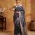 Grey katan silk woven saree with blouse