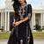 Black embroidered silk blend kurta trouser dupatta set