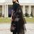 Black embroidered silk blend kurta trouser dupatta set