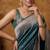 Teal blue katan silk woven saree with blouse
