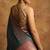 Teal blue katan silk woven saree with blouse