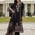 Black embroidered silk blend kurta trouser dupatta set