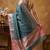 Teal blue katan silk woven saree with blouse