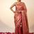 Red blended cotton woven saree with blouse