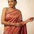 Red blended cotton woven saree with blouse