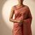 Red blended cotton woven saree with blouse