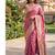 Pink chiffon woven saree with blouse