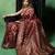 Maroon satin woven saree with blouse