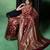 Maroon satin woven saree with blouse