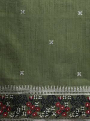 Red woven design muga sarees with blouse piece 5