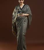 Grey woven design muga sarees with blouse piece