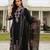 Black embroidered silk blend kurta trouser dupatta set