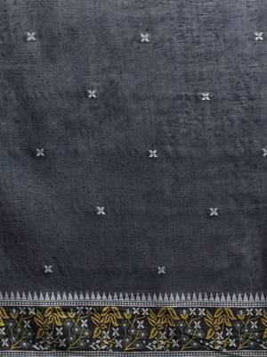 Grey woven design muga sarees with blouse piece 5