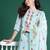 Sea green embroidered linen kurta trouser dupatta set