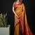 Mustard satin woven saree with blouse