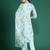 Sea green embroidered linen kurta trouser dupatta set