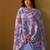 Blue yoke design cotton blend kurta trouser dupatta set