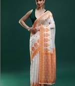 White woven design saree with blouse
