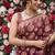 Maroon chiffon woven saree with blouse