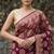 Maroon chiffon woven saree with blouse