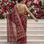 Maroon chiffon woven saree with blouse