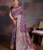 Purple woven design banarasi saree