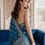 Peacock-blue katan silk woven saree with blouse
