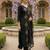 Black embroidered liva kurta trouser dupatta set