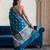 Peacock-blue katan silk woven saree with blouse