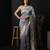 Grey satin woven saree with blouse