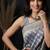 Grey satin woven saree with blouse