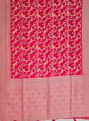 Red khadi woven saree with blouse 2