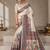 Cream printed tussar sarees with blouse piece